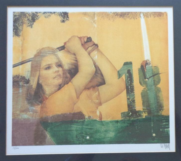 POL MARA  / GOLFSTER / KLEURLITHO / 43x46cm / KADER / SIG, Antiek en Kunst, Kunst | Litho's en Zeefdrukken, Ophalen of Verzenden