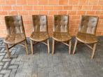 4 stoelen / lederlook / eiken poot / goede staat, Huis en Inrichting, Ophalen, Gebruikt, Hout