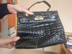 Zwarte tas - Hermes Kelly-imitatie in echte krokodil, Ophalen of Verzenden, Gebruikt, Zwart, Handtas