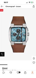 Diesel chronograaf blauw, Handtassen en Accessoires, Horloges | Heren, Overige merken, Leer, Staal, Polshorloge