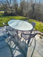 Tuintafel met 6 stoelen, Tuin en Terras, Tuinsets en Loungesets, Ophalen, Overige materialen, Gebruikt, 6 zitplaatsen