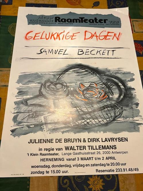 Poster toneel Gelukkige dagen - Samuel Beckett, Verzamelen, Posters, Gebruikt, Reclame, Deurposter of groter, Rechthoekig Staand