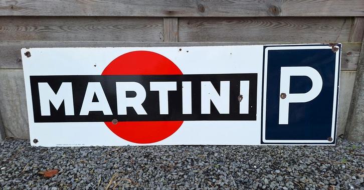 Emaille bord 1968 Martini Parking Crahait Gosselies, Verzamelen, Merken en Reclamevoorwerpen, Gebruikt, Reclamebord, Ophalen