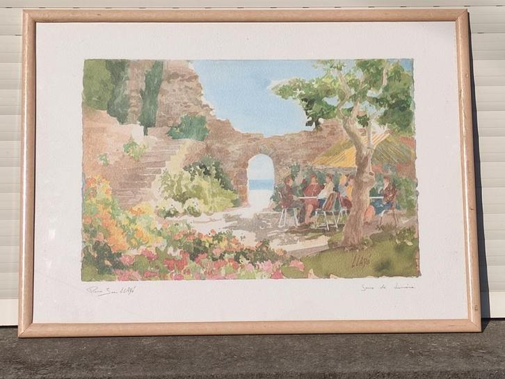 aquarelle jeux de lumiere signe pierre llado, Antiek en Kunst, Kunst | Schilderijen | Klassiek, Ophalen of Verzenden