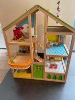 Gemeubileerd houten poppenhuis Hape, Kinderen en Baby's, Speelgoed | Poppenhuizen, Ophalen, Zo goed als nieuw, Poppenhuis