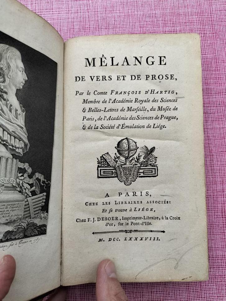 Comte d'Hartig : Mélange de vers et de prose (1788), Boeken, Gedichten en Poëzie, Gelezen, Eén auteur, Ophalen of Verzenden