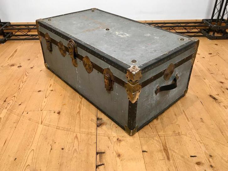 Grote oude Zinken Hutkoffer - Koffer - 1930s, Antiek en Kunst, Antiek | Overige Antiek, Ophalen