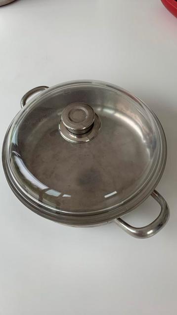 Stevige braadpan met deksel inox, Enlèvement ou Envoi, Comme neuf, Inox