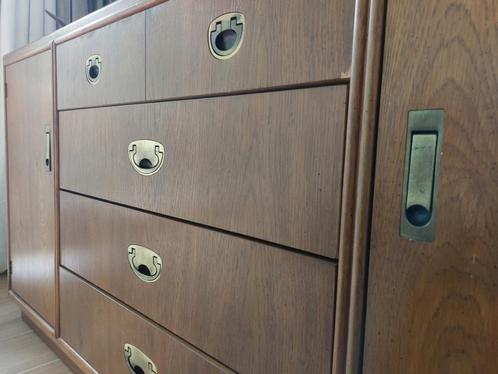 Drexel ladekast in massief hout, ijzerwerk van het boottype, Antiek en Kunst, Antiek | Meubels | Kasten, Ophalen