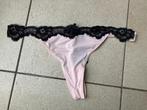 Nieuwe Roze string met zwart kant - maat L ( Hunkemoller ), Ophalen of Verzenden, String