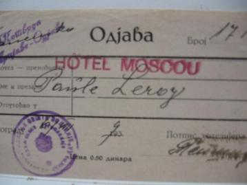 Ticket vanaf het „Moscow Hotel” in Belgrado beschikbaar voor biedingen