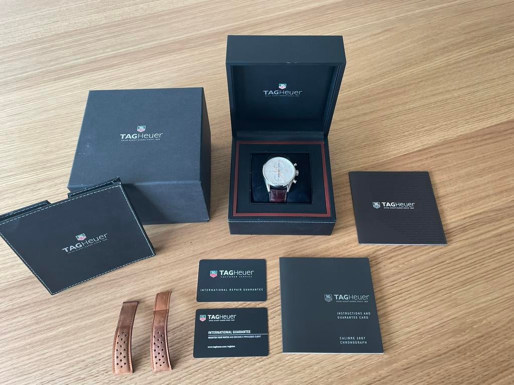 Tag Heuer Carrera Calibre 1887, Montre-bracelet, Cuir, Acier, Enlèvement