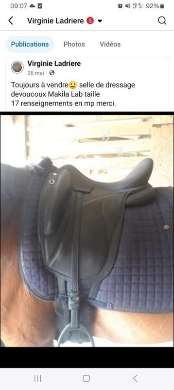 Selle de dressage devoucoux, Animaux & Accessoires, Enlèvement, Utilisé, Dressage