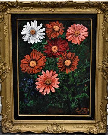 Schilderij met roze bloemen, door joky kamo, 2002