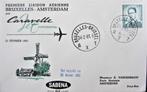 FDC SABENA- BRUSSEL- AMSTERDAM 1961, Vliegtuigen, Ophalen of Verzenden, Gestempeld