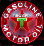 Large Texaco Motor Oil Logo Neon Sign with Backplate, Collections, Comme neuf, Table lumineuse ou lampe (néon), Enlèvement ou Envoi