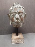 tète de bouddha en bronze sur socle en bois/Asie, Maison & Meubles, Accessoires pour la Maison | Statues de Bouddha, Enlèvement ou Envoi