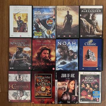 Lot de 12 DVD de films historiques/d'action disponible aux enchères