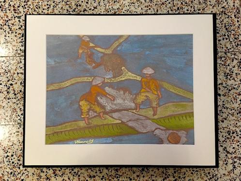 Originele gouache — Vietnam, 1995, Antiek en Kunst, Kunst | Schilderijen | Klassiek, Ophalen