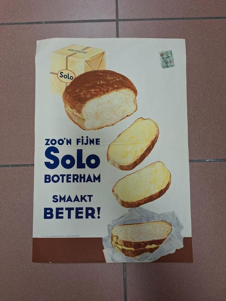Affiche 1937 Solo Margarine, Verzamelen, Merken en Reclamevoorwerpen, Gebruikt, Reclamebord, Ophalen of Verzenden