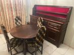Volledige eetkamer in hout, Ophalen, Gebruikt, Antique, 4 tot 6 stoelen