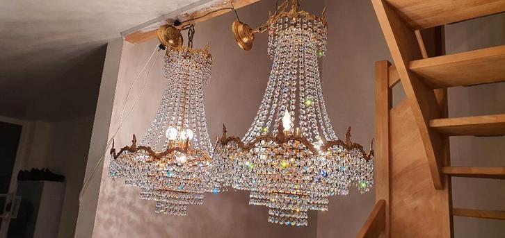 twee identieke kristallen en antieke lusters, Antiek en Kunst, Antiek | Verlichting, Ophalen