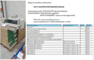loten elektriciteitsmateriaal beschikbaar voor biedingen