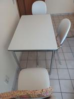 Table et 3 chaises blanc cassé, Comme neuf, Enlèvement, Blanc