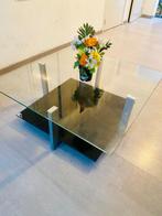 Glazen salontafel, Huis en Inrichting, Tafels | Salontafels, Ophalen, 50 tot 100 cm, Vierkant, 50 tot 100 cm