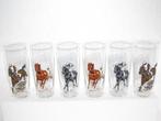 Vintage 6 grands verres des années 60 chevaux de courses, Comme neuf, Autres types, Envoi