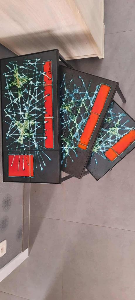 Vintage keramische bijzettafeltjes V Belarti, Huis en Inrichting, Tafels | Bijzettafels, Gebruikt, Rechthoekig, Overige materialen