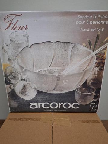 Vintage punch set Arcoroc Fleur 8 personen beschikbaar voor biedingen