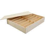 Houten Doos met Deksel - 29x37x6,5 cm - 12 Vakken, Nieuw, Knutselwerk, Verzenden