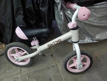 Fiets zonder pedalen Skids Control 10" grijs/roze