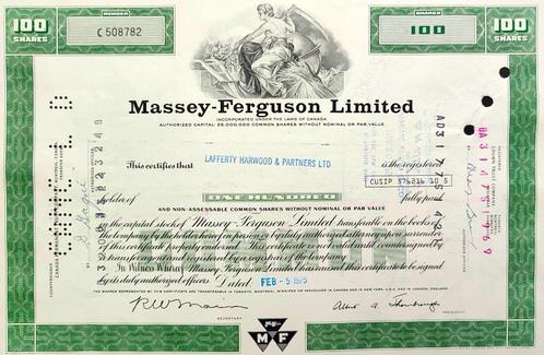 Massey Ferguson 1975, Timbres & Monnaies, Actions & Titres, Certificat d'action, 1970 à nos jours, Enlèvement ou Envoi