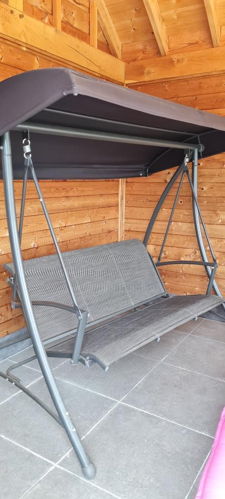 Tuin-schommel met zonneluifel, Tuin en Terras, Tuinbanken, Gebruikt, Kunststof, Schommelbank, Ophalen