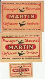 MARTIN   2 pak  45 / 47 en etket, Collections, Articles de fumeurs, Briquets & Boîtes d'allumettes, Boîtes ou marques d'allumettes