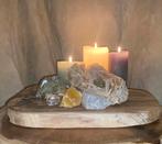 Kaarsen op plateau suarhout woestijn roos groen/gele calciet, Enlèvement ou Envoi, Neuf