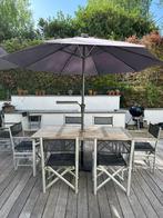Table de jardin / 8 chaises / parasol, Tuin en Terras, Tuintafels, Ophalen, Rechthoekig, Hout