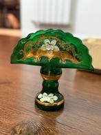 Porte-serviettes ancien en verre de Bohême vert, Enlèvement ou Envoi