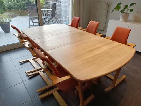 Stokke tafel + 6 stoelen (Actulum), Huis en Inrichting, Complete eetkamers, Gebruikt, 4 tot 6 stoelen, Ophalen