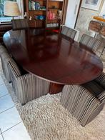 Erg mooie mahonie houten eettafel met 6 stoelen, Ophalen, Zo goed als nieuw, 6 tot 8 stoelen