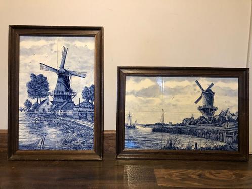 Antiek Delfts blauw 2 tegeltableau wandborden Jacob van Ruis, Antiek en Kunst, Curiosa en Brocante, Ophalen
