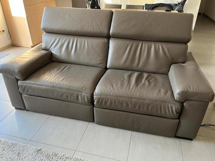 Lederen salon., Huis en Inrichting, Zetels | Zetels, Gebruikt, Rechte bank, Vierpersoons of meer, 150 tot 200 cm, 75 tot 100 cm