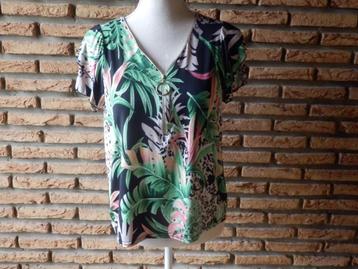 (161)- blouse femme t.40 noire verte - lola liza - beschikbaar voor biedingen