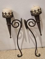 Twee wandkandelaar in metal, Ophalen, Zo goed als nieuw