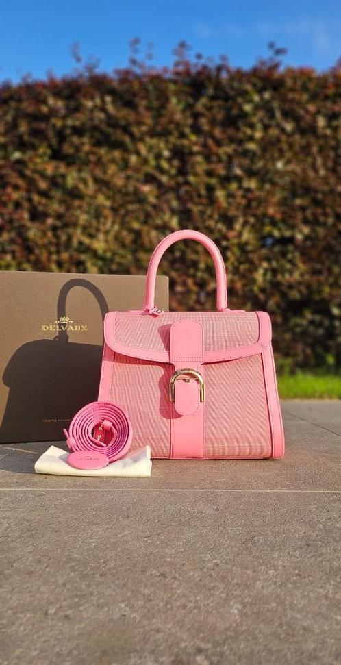 Delvaux Brillant MM Flamingo Toile de Crin, Handtassen en Accessoires, Tassen | Damestassen, Handtas, Roze, Ophalen of Verzenden