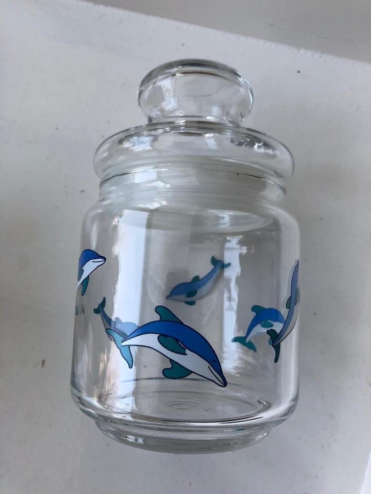 Voorraadpot snoeppot opbergpot dolfijn dolfijnen glazen pot, Huis en Inrichting, Keuken | Potten en Pannen, Zo goed als nieuw