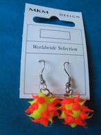 Geel met oranje puntige bollen oorbellen (NIEUW), Handtassen en Accessoires, Oorbellen, Overige materialen, Hangers, Geel, Nieuw