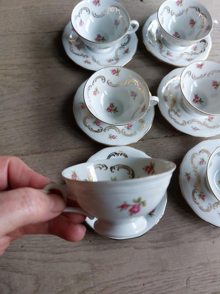 Mokka serviesje 6 personen bavaria porselein, Verzamelen, Porselein, Kristal en Bestek, Zo goed als nieuw, Porselein, Ophalen